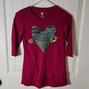 Girls' Pink Sequin Heart Top